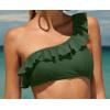 imagebeautyin Women Two Piece Halter Padded Bikini Swimsuits Keyhole Cutout SwimwearRuffle Green