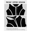 imagebeautyin Women Zipper One Piece Swimsuit Athletic Racerback Bathing Suit with PocketsBlack