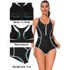 imagebeautyin Women Zipper One Piece Swimsuit Athletic Racerback Bathing Suit with PocketsBlack