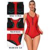 imagebeautyin Women Zipper One Piece Swimsuit Athletic Racerback Bathing Suit with PocketsRed