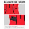 imagebeautyin Women Zipper One Piece Swimsuit Athletic Racerback Bathing Suit with PocketsRed