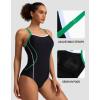 imagebeautyin Womens Adjustable Strap One Piece Swimsuit Athletic Bathing Suit Competitive SwimwearBlackGreen