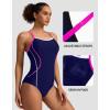 imagebeautyin Womens Adjustable Strap One Piece Swimsuit Athletic Bathing Suit Competitive SwimwearNavyRose