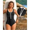 imagebeautyin Womens Athletic One Piece Swimsuit Zipper Racerback Bathing Suit Traning SwimwearBlack