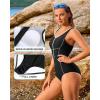 imagebeautyin Womens Athletic One Piece Swimsuit Zipper Racerback Bathing Suit Traning SwimwearBlack