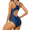 imagebeautyin Womens Athletic One Piece Swimsuit Zipper Racerback Bathing Suit Traning SwimwearBlue