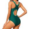 imagebeautyin Womens Athletic One Piece Swimsuit Zipper Racerback Bathing Suit Traning SwimwearGreen