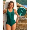 imagebeautyin Womens Athletic One Piece Swimsuit Zipper Racerback Bathing Suit Traning SwimwearGreen