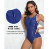 imagebeautyin Womens Athletic One Piece Swimsuit Zipper Racerback Bathing Suit Traning SwimwearNavy