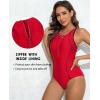 imagebeautyin Womens Athletic One Piece Swimsuit Zipper Racerback Bathing Suit Traning SwimwearRed