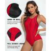 imagebeautyin Womens Athletic One Piece Swimsuit Zipper Racerback Bathing Suit Traning SwimwearRed