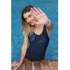 imagebeautyin Womens Athletic One Piece Swimsuits Tummy Control Bathing Suits Slimming Sports SwimwearBlack