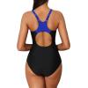 imagebeautyin Womens Athletic One Piece Swimsuits Tummy Control Bathing Suits Slimming Sports SwimwearBlackBlueAdjustable Strap