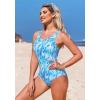 imagebeautyin Womens Athletic One Piece Swimsuits Tummy Control Bathing Suits Slimming Sports SwimwearBlue