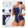 imagebeautyin Womens Athletic One Piece Swimsuits Tummy Control Bathing Suits Slimming Sports SwimwearBluePrintAdjustable Strap