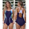 imagebeautyin Womens Athletic One Piece Swimsuits Tummy Control Bathing Suits Slimming Sports SwimwearBluePrintAdjustable Strap