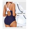imagebeautyin Womens Athletic One Piece Swimsuits Tummy Control Bathing Suits Slimming Sports SwimwearBluePrintAdjustable Strap