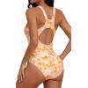 imagebeautyin Womens Athletic One Piece Swimsuits Tummy Control Bathing Suits Slimming Sports SwimwearYellow