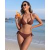 imagebeautyin Womens Bikini Swimsuit Triangle String Halter Two Piece Bathing SuitsBrown