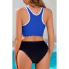 imagebeautyin Womens Bikini Top Scalloped Ribbed Sports Racerback Swim Bra Padded Swimsuit Bathing SuitBlue