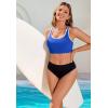 imagebeautyin Womens Bikini Top Scalloped Ribbed Sports Racerback Swim Bra Padded Swimsuit Bathing SuitBlue