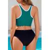 imagebeautyin Womens Bikini Top Scalloped Ribbed Sports Racerback Swim Bra Padded Swimsuit Bathing SuitGreen