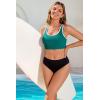 imagebeautyin Womens Bikini Top Scalloped Ribbed Sports Racerback Swim Bra Padded Swimsuit Bathing SuitGreen