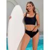 imagebeautyin Womens Bikini Top Square Neck Swim Top Quick Dry UPF 50 Padded Bathing SuitBlack
