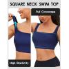 imagebeautyin Womens Bikini Top Square Neck Swim Top Quick Dry UPF 50 Padded Bathing SuitBlue