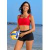 imagebeautyin Womens Bikini Top Square Neck Swim Top Quick Dry UPF 50 Padded Bathing SuitRed