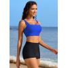 imagebeautyin Womens Bikini Top Square Neck Swim Top Quick Dry UPF 50 Padded Bathing SuitSolid Blue