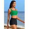 imagebeautyin Womens Bikini Top Square Neck Swim Top Quick Dry UPF 50 Padded Bathing SuitSolid Green