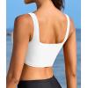 imagebeautyin Womens Bikini Top Square Neck Swim Top Quick Dry UPF 50 Padded Bathing SuitSolid White