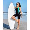 imagebeautyin Womens Boyleg One Piece Swimsuit Racerback Athletic Bathing SuitAquaBlack