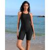imagebeautyin Womens Boyleg One Piece Swimsuit Racerback Athletic Bathing SuitBlack
