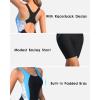 imagebeautyin Womens Boyleg One Piece Swimsuit Racerback Athletic Bathing SuitBlue BlockBlack