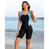 imagebeautyin Womens Boyleg One Piece Swimsuit Racerback Athletic Bathing SuitBlue BlockBlack