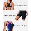 imagebeautyin Womens Boyleg One Piece Swimsuit Racerback Athletic Bathing SuitBlue Print