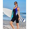 imagebeautyin Womens Boyleg One Piece Swimsuit Racerback Athletic Bathing SuitBlue Print
