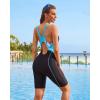 imagebeautyin Womens Boyleg One Piece Swimsuit Racerback Athletic Bathing SuitBlue PrintBlack