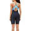 imagebeautyin Womens Boyleg One Piece Swimsuit Racerback Athletic Bathing SuitBlue PrintBlack