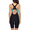 imagebeautyin Womens Boyleg One Piece Swimsuit Racerback Athletic Bathing SuitBlueBlack
