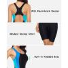 imagebeautyin Womens Boyleg One Piece Swimsuit Racerback Athletic Bathing SuitBlueBlack