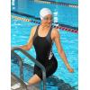 imagebeautyin Womens Boyleg One Piece Swimsuit Racerback Athletic Bathing SuitWhite Print