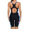 imagebeautyin Womens Boyleg Unitard Swimsuits Racerback Athletic One Piece Bathing Suits Knee Length BodysuitsBlackTiedye