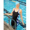 imagebeautyin Womens Boyleg Unitard Swimsuits Racerback Athletic One Piece Bathing Suits Knee Length BodysuitsBlackTiedye