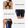 imagebeautyin Womens Boyleg Unitard Swimsuits Racerback Athletic One Piece Bathing Suits Knee Length BodysuitsBlueGreen Print