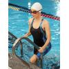 imagebeautyin Womens Boyleg Unitard Swimsuits Racerback Athletic One Piece Bathing Suits Knee Length BodysuitsBlueGreen Print