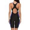 imagebeautyin Womens Boyleg Unitard Swimsuits Racerback Athletic One Piece Bathing Suits Knee Length BodysuitsBlueGreen Print