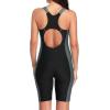 imagebeautyin Womens Boyleg Unitard Swimsuits Racerback Athletic One Piece Bathing Suits Knee Length BodysuitsGrayBlack